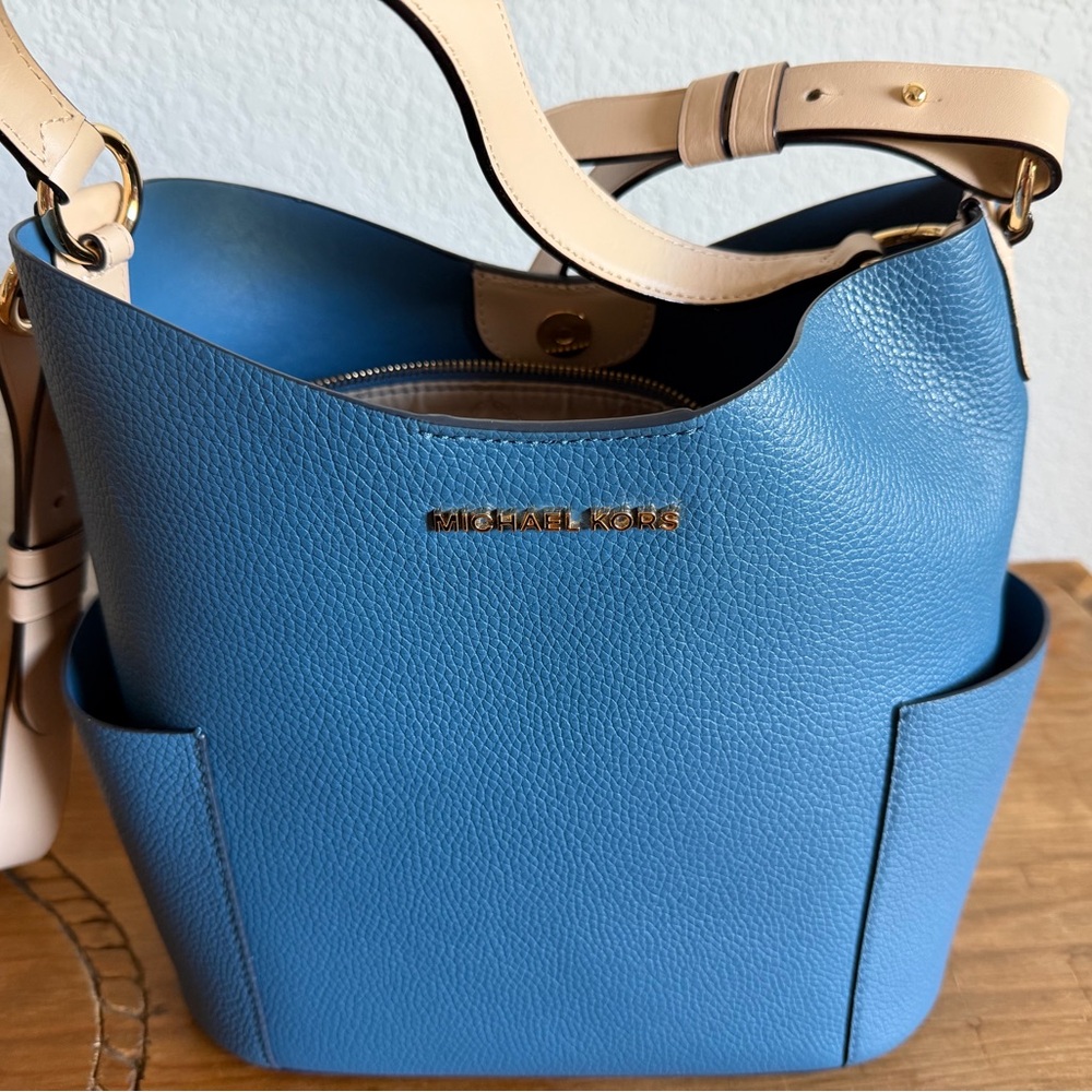 Michael Kors Elegant Blue and Tan Tote